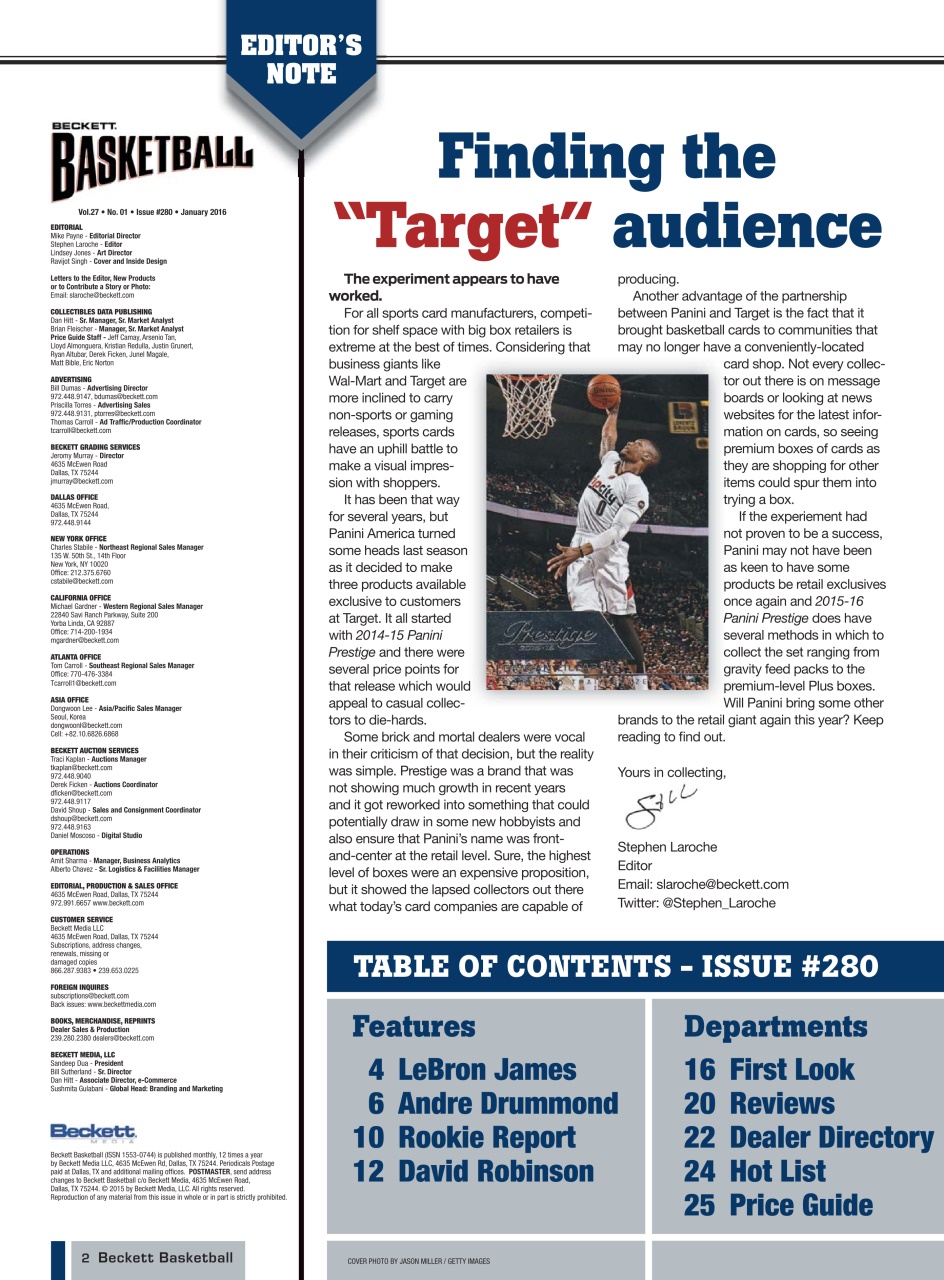 Beckett Basketball Magazine Preview Pages