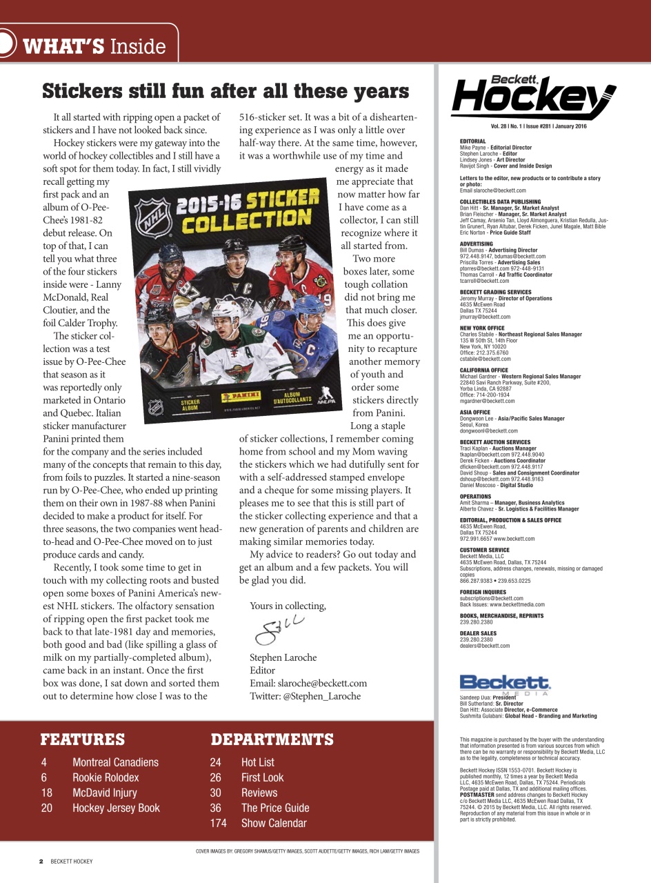 Beckett Hockey Magazine Preview Pages
