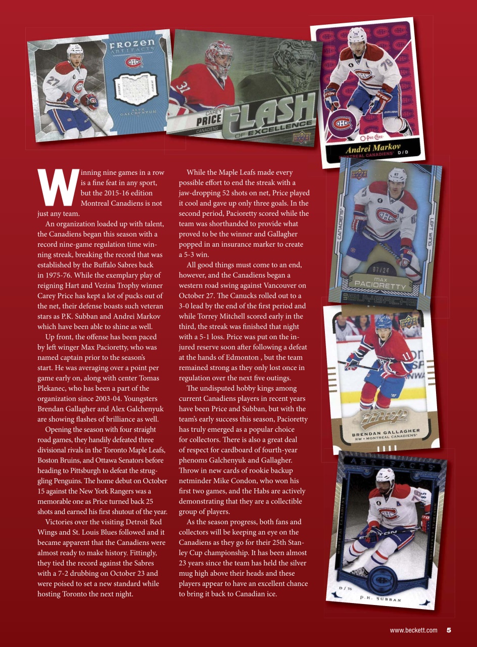 Beckett Hockey Magazine Preview Pages