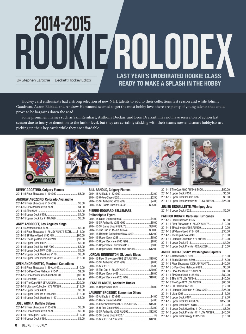 Beckett Hockey Magazine Preview Pages
