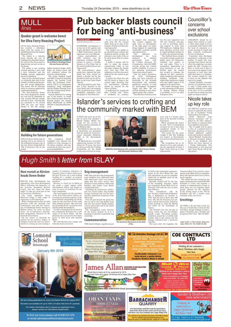 The Oban Times & Lochaber Times Preview Pages