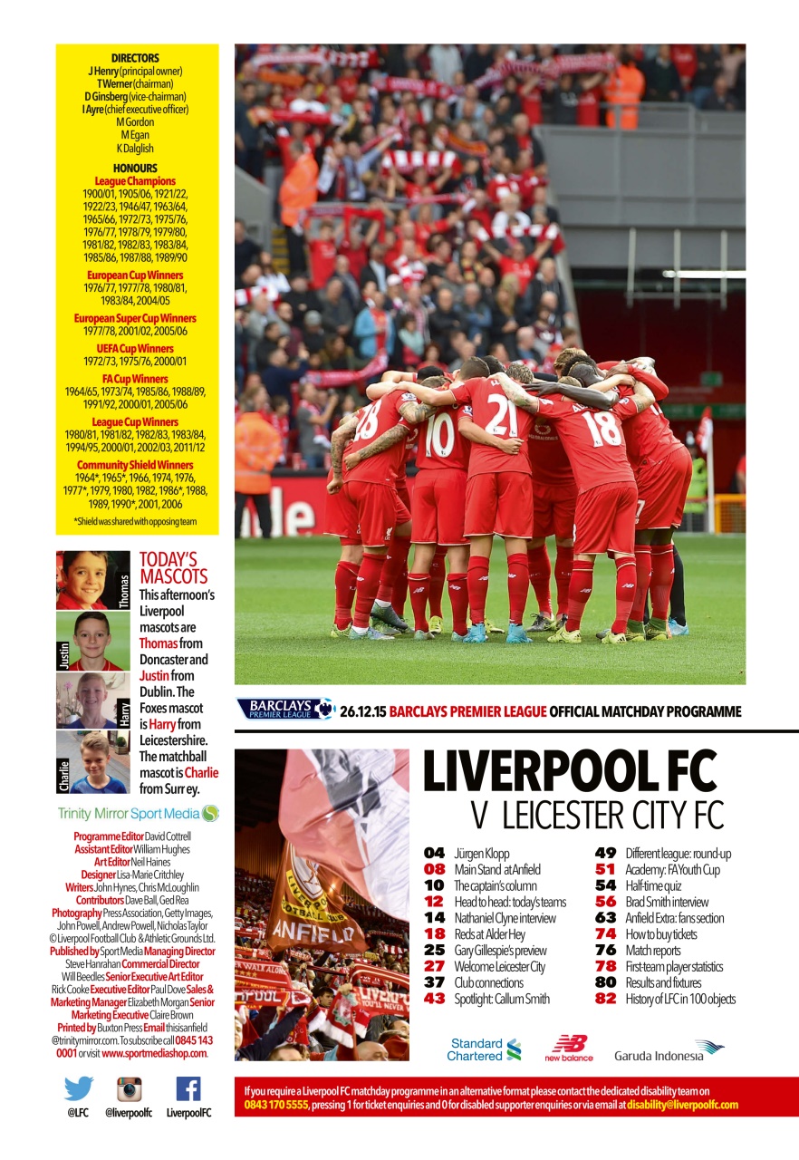 Liverpool FC Programmes Preview Pages