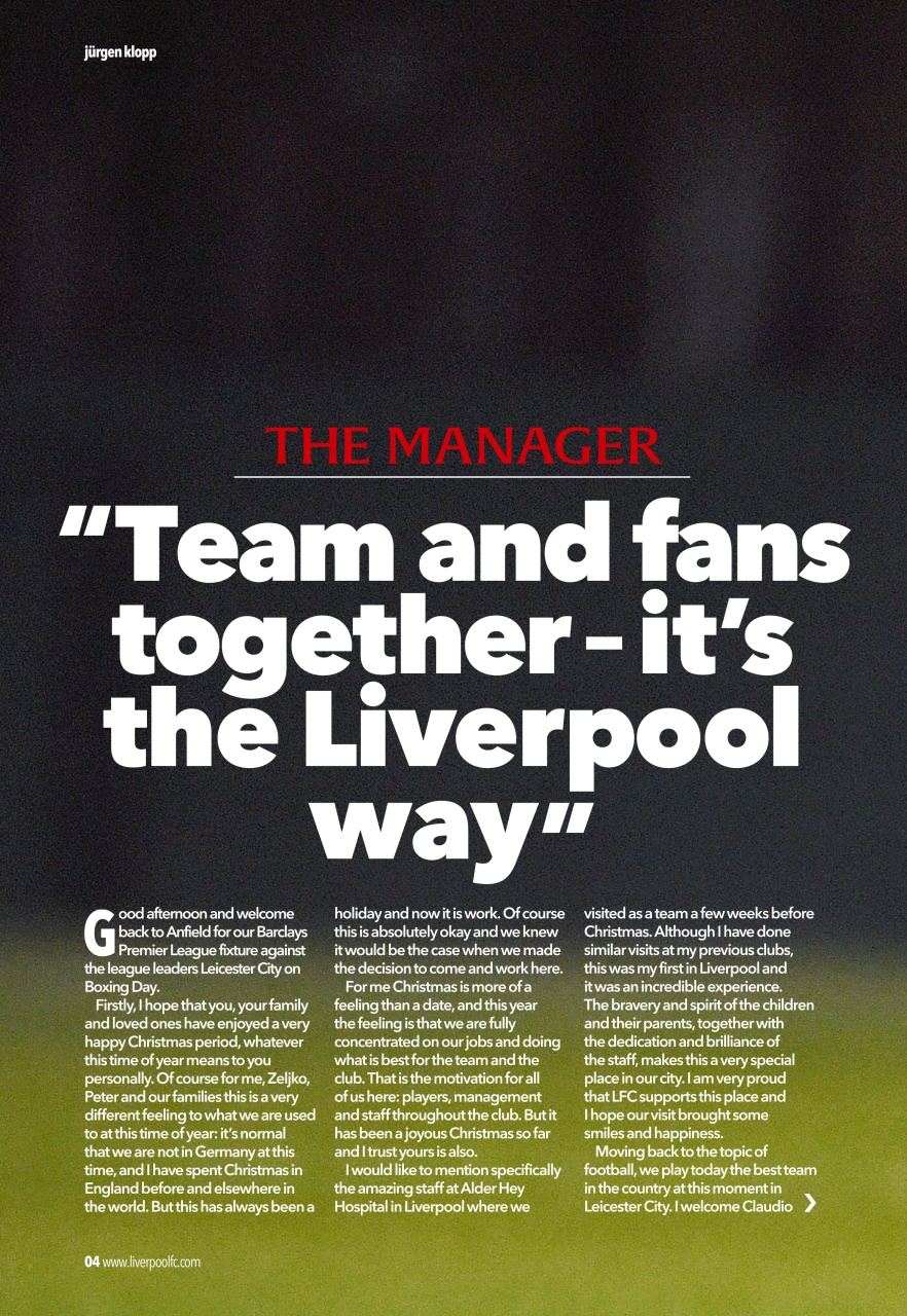 Liverpool FC Programmes Preview Pages