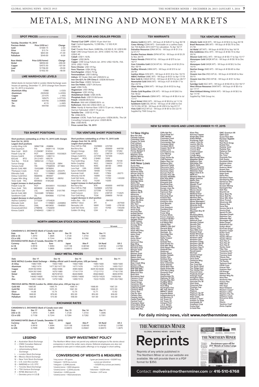 The Northern Miner Preview Pages