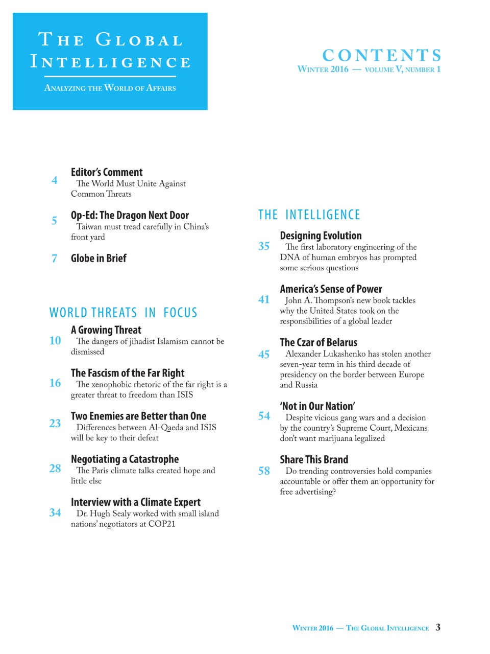 The Global Intelligence Preview Pages