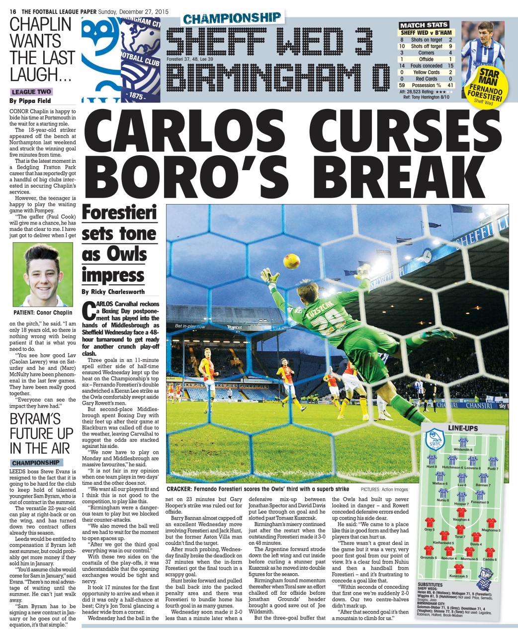 The Football League Paper Preview Pages