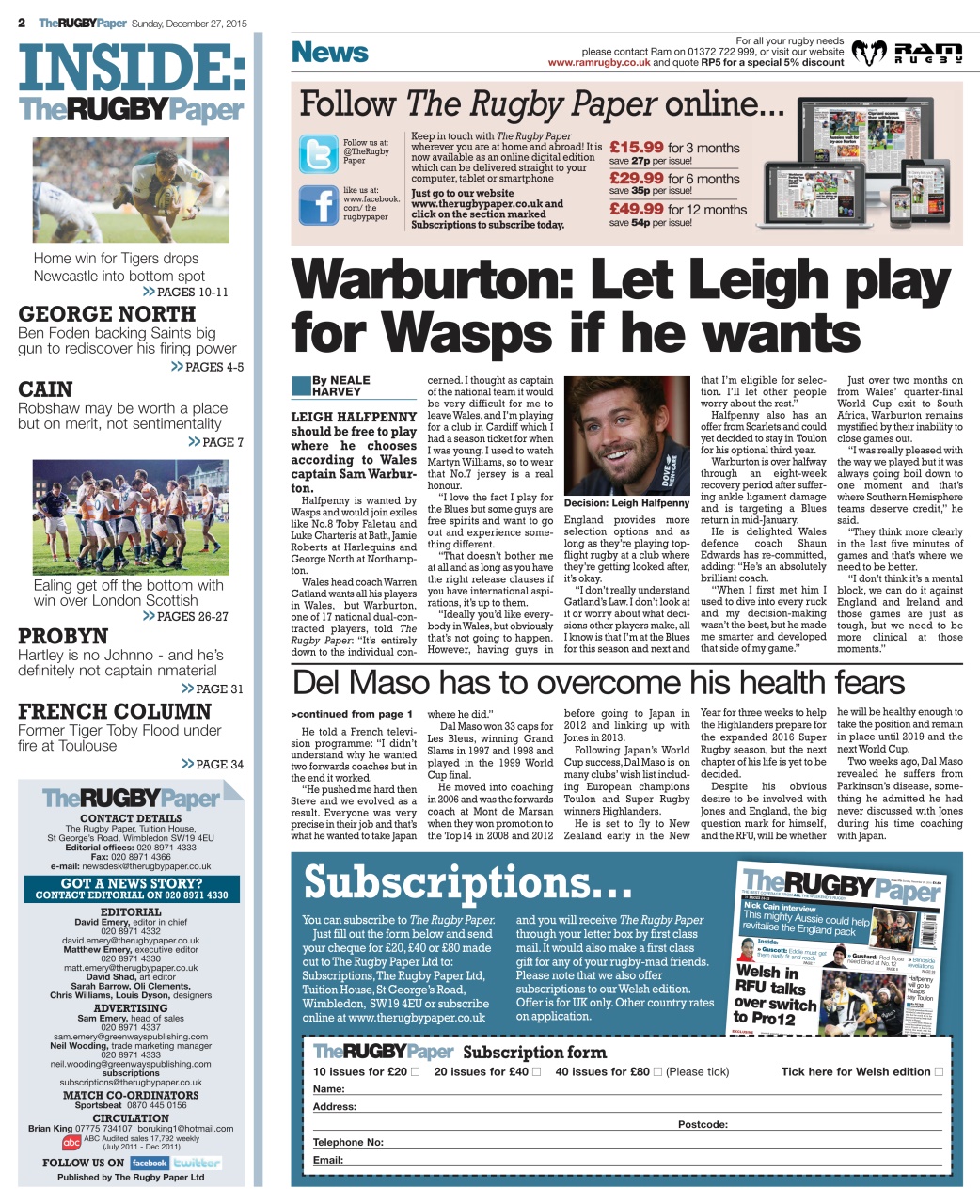 The Rugby Paper Preview Pages