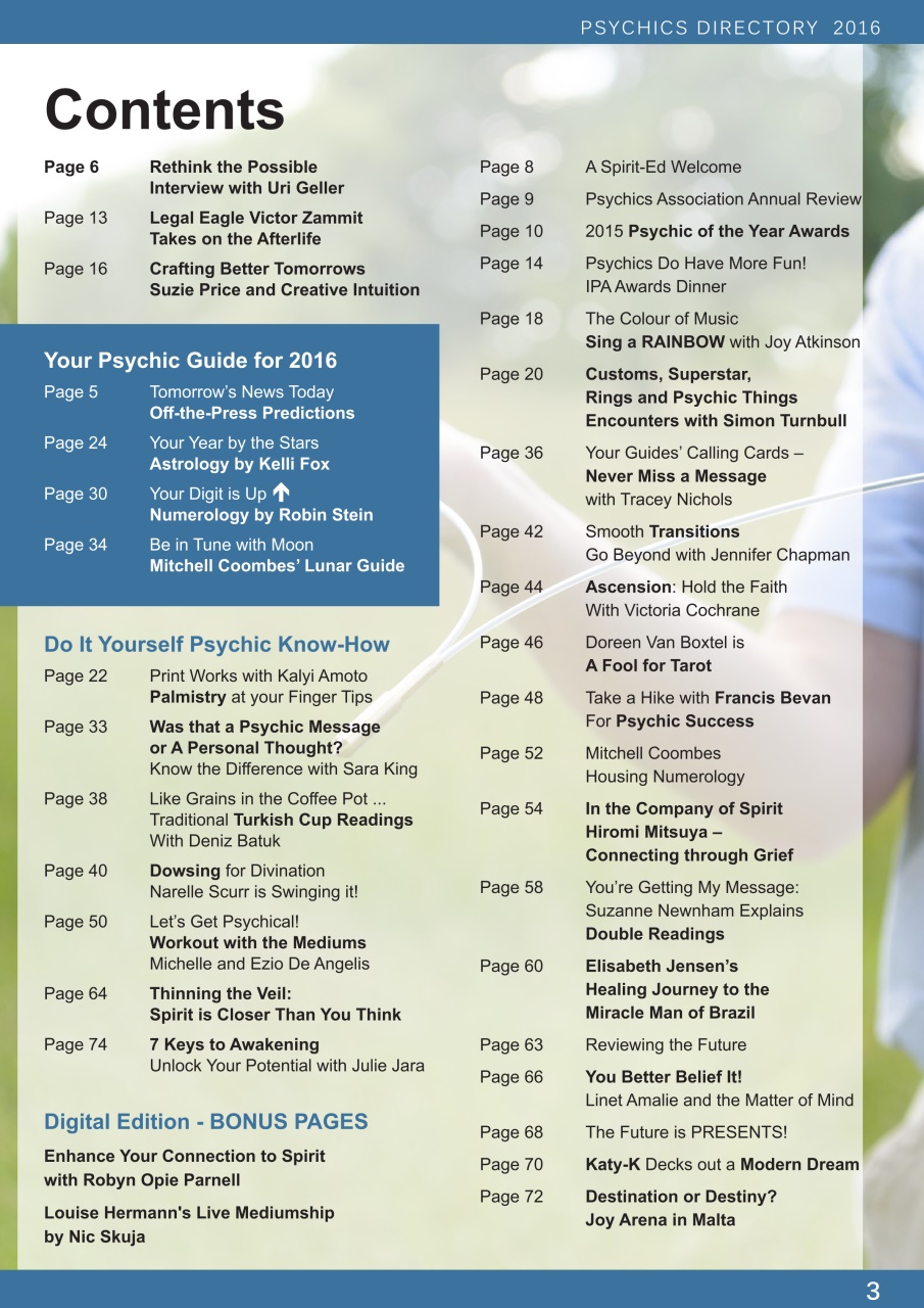 International Psychics Directory Preview Pages