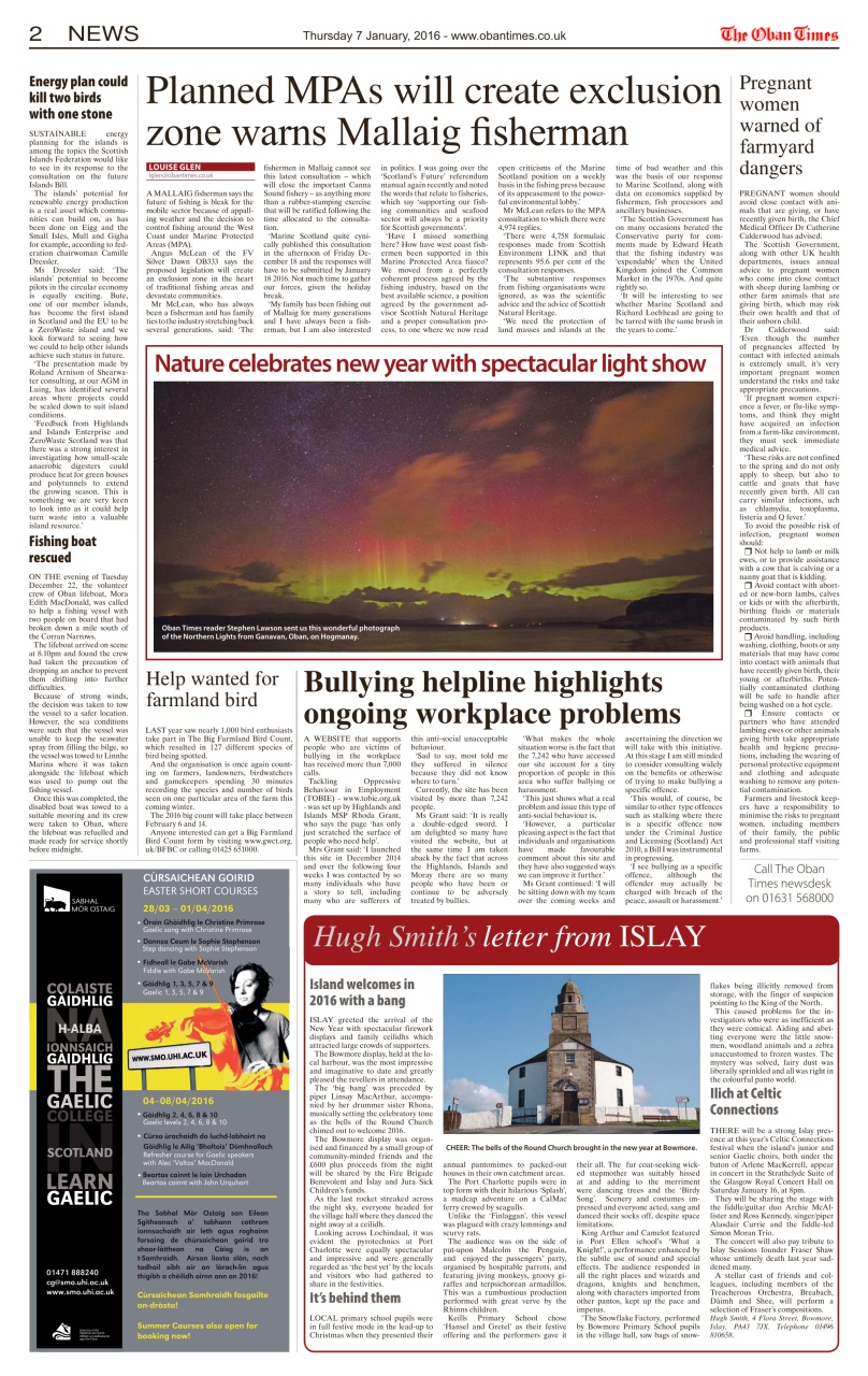 The Oban Times & Lochaber Times Preview Pages
