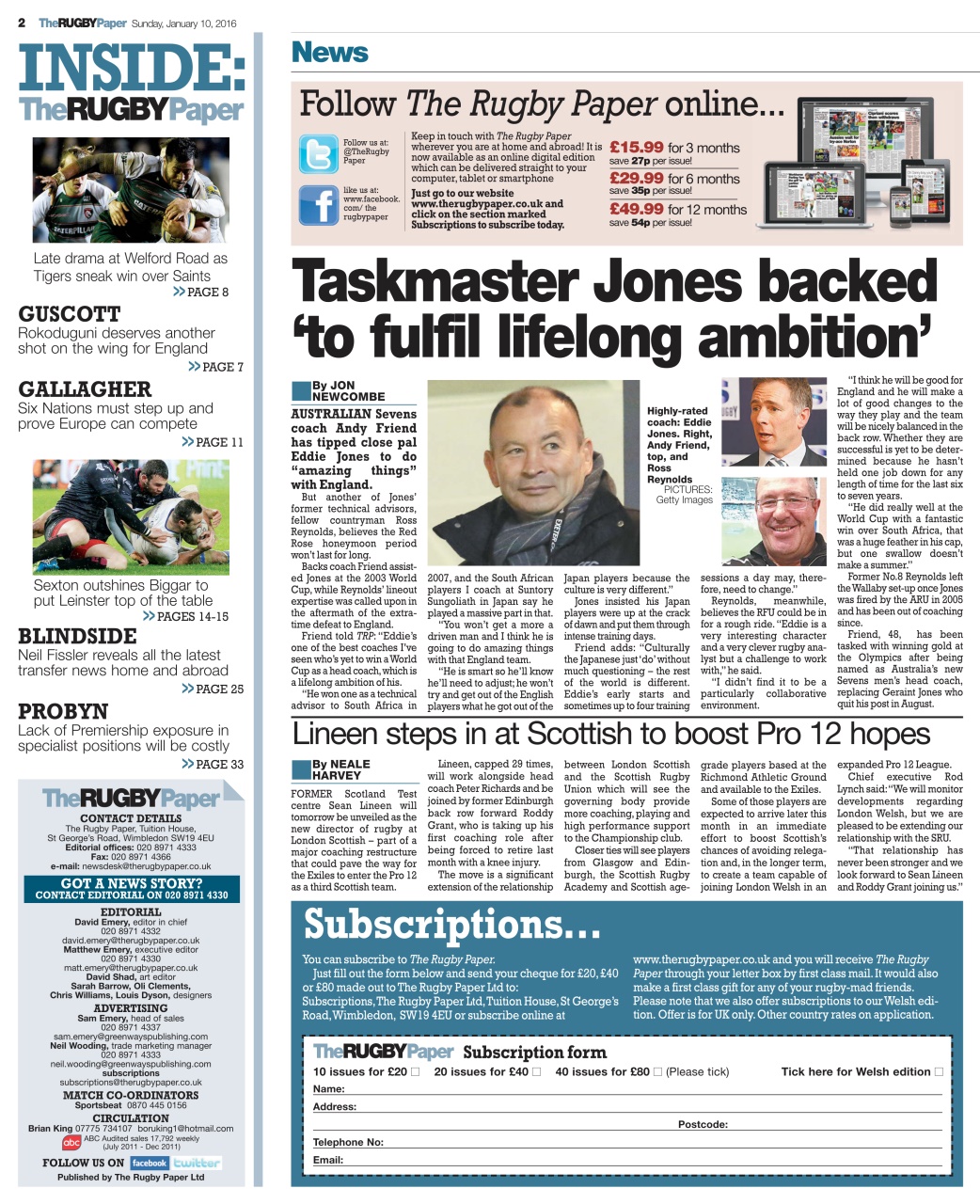 The Rugby Paper Preview Pages