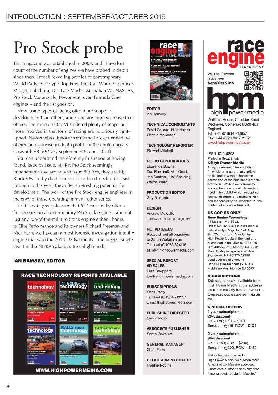 Race Engine Technology Preview Pages