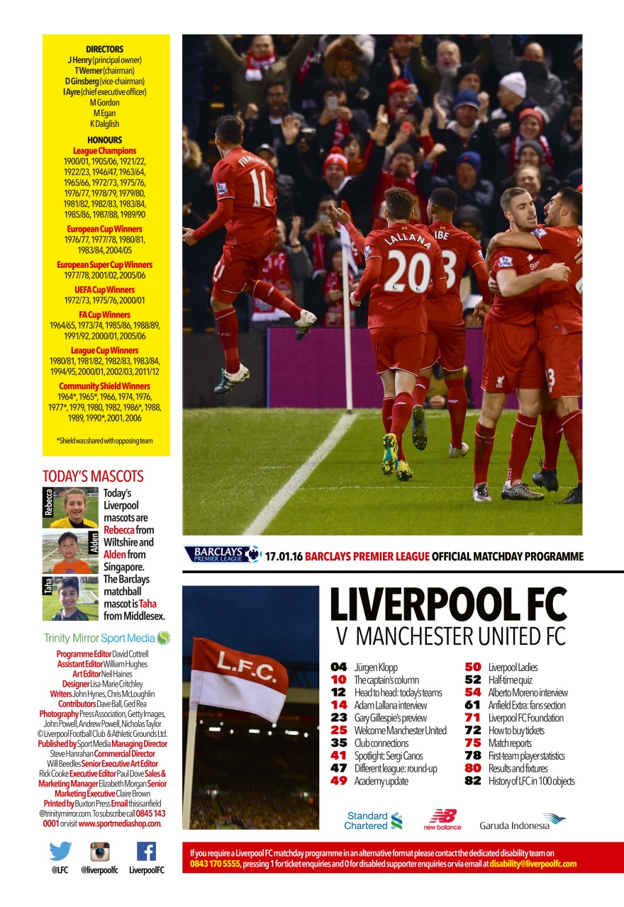 Liverpool FC Programmes Preview Pages