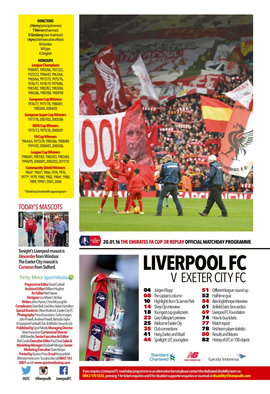 Liverpool FC Programmes Preview Pages