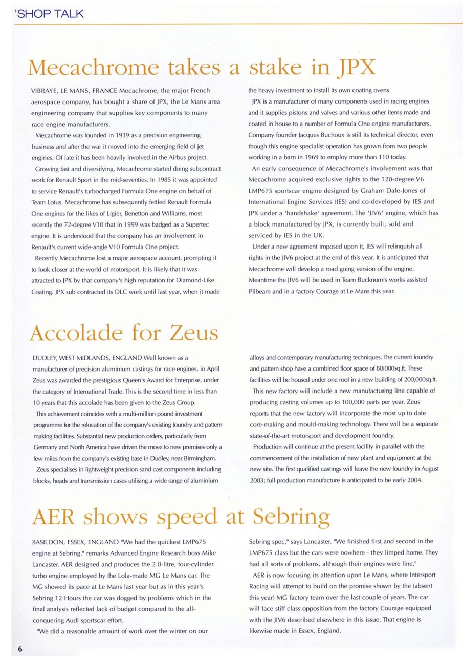 Race Engine Technology Preview Pages