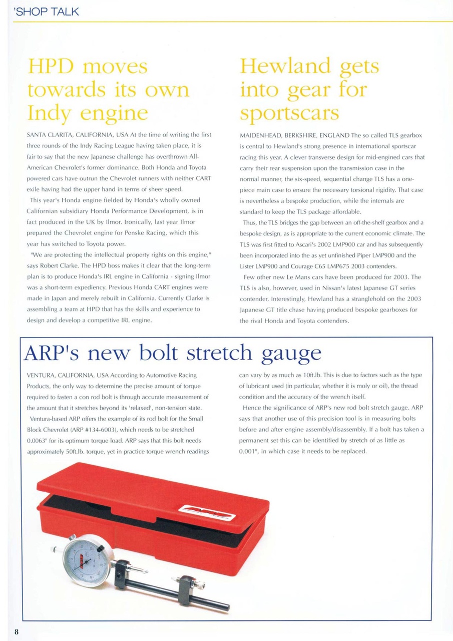 Race Engine Technology Preview Pages