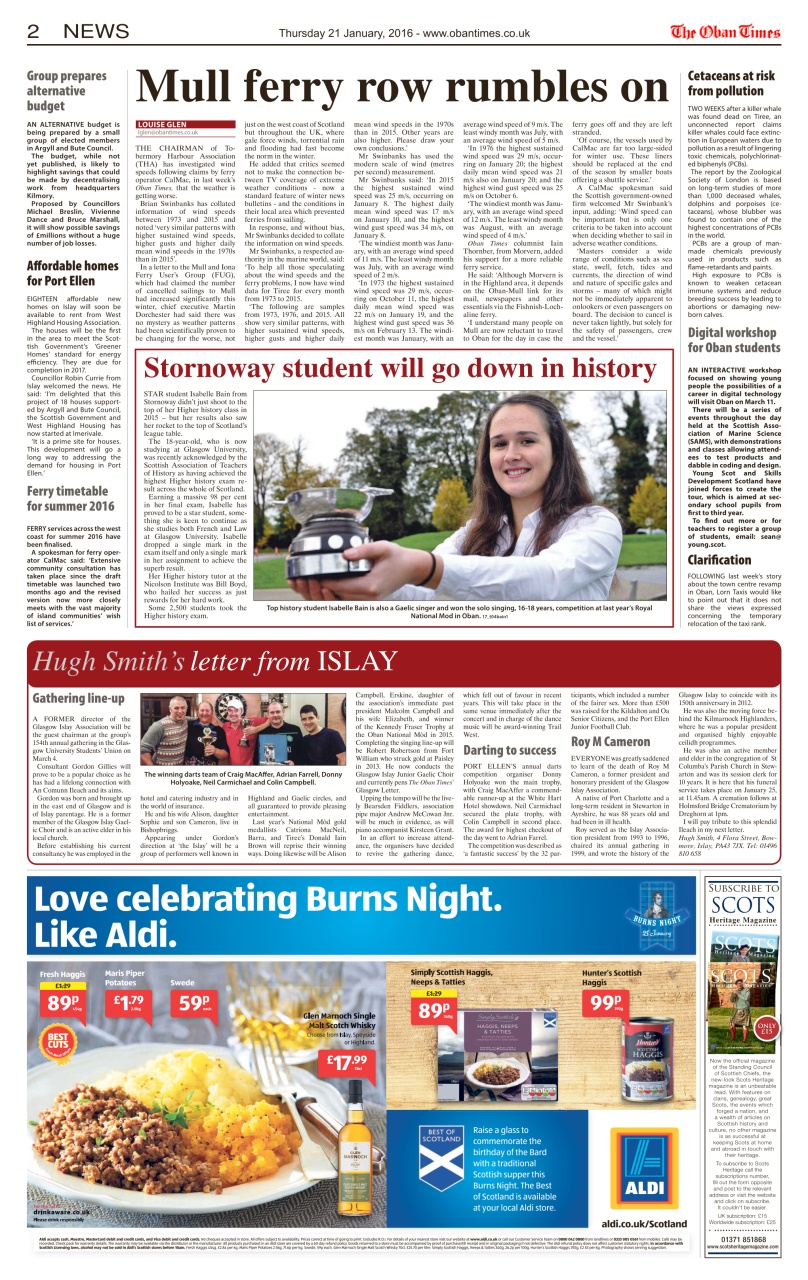 The Oban Times & Lochaber Times Preview Pages