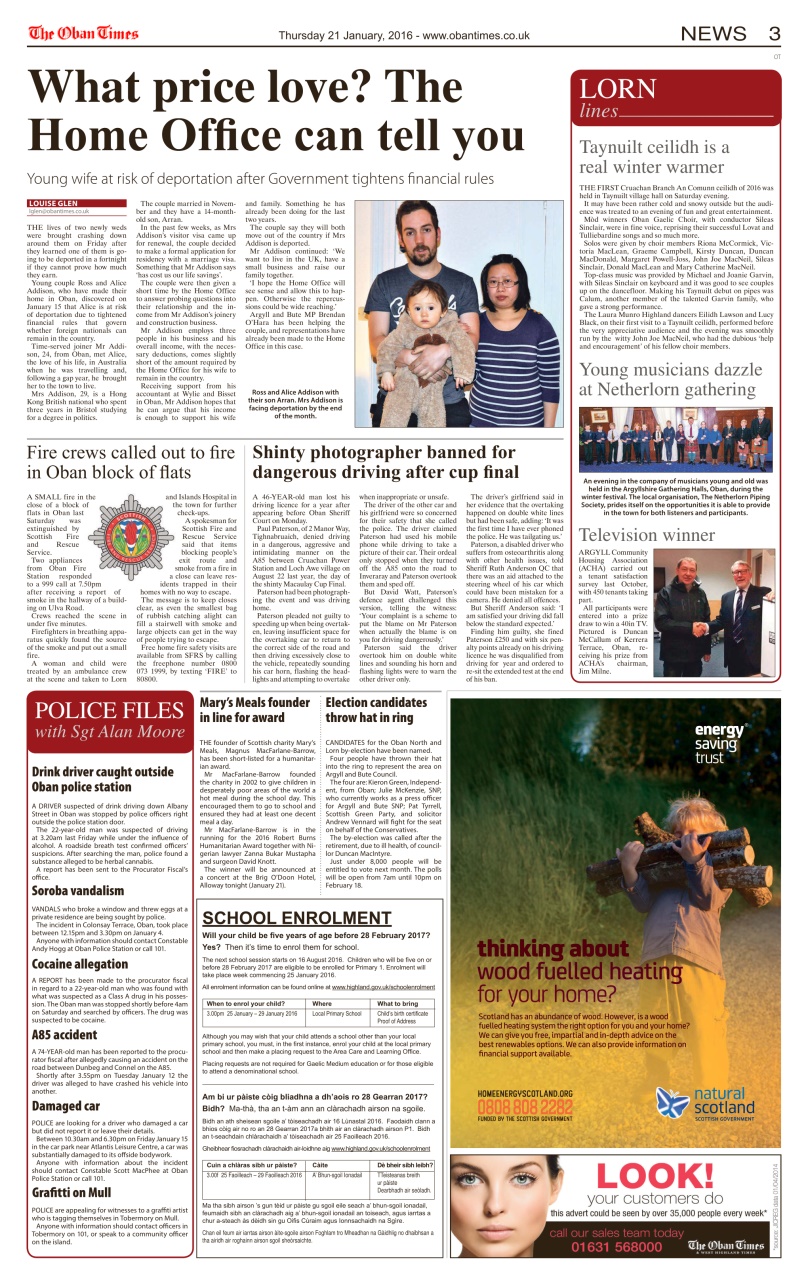 The Oban Times & Lochaber Times Preview Pages