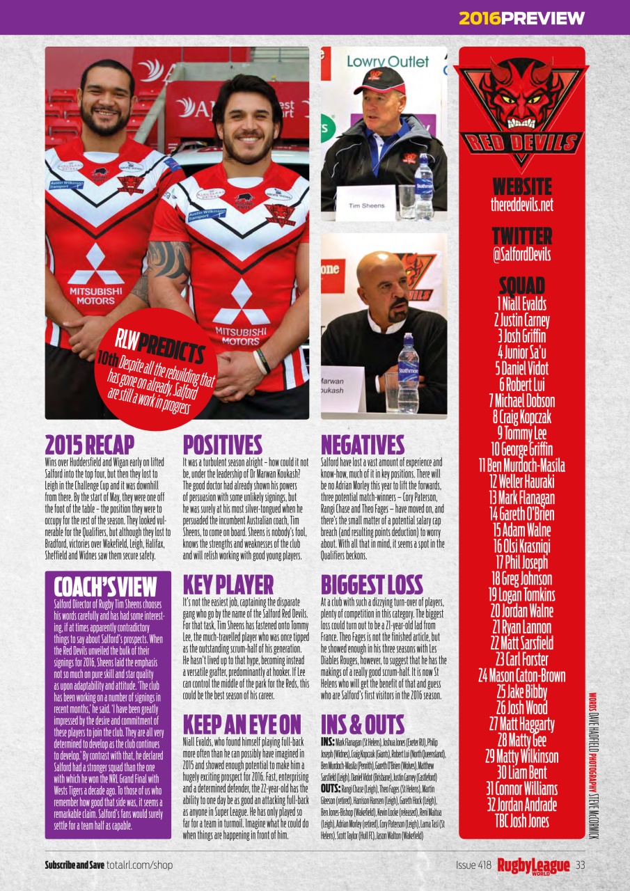 Rugby League World Preview Pages