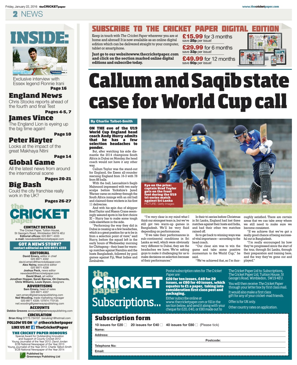 The Cricket Paper Preview Pages