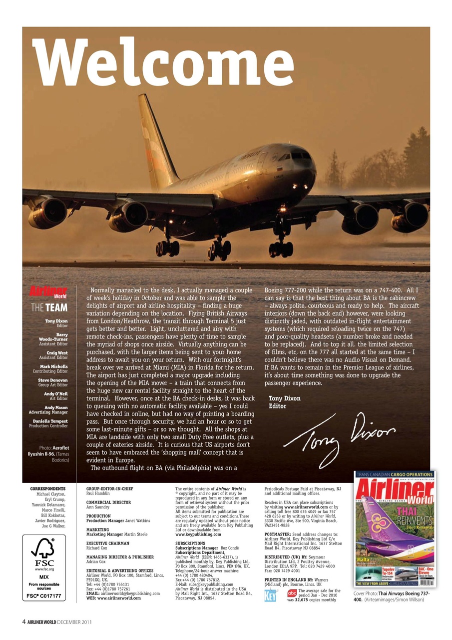 Airliner World Preview Pages