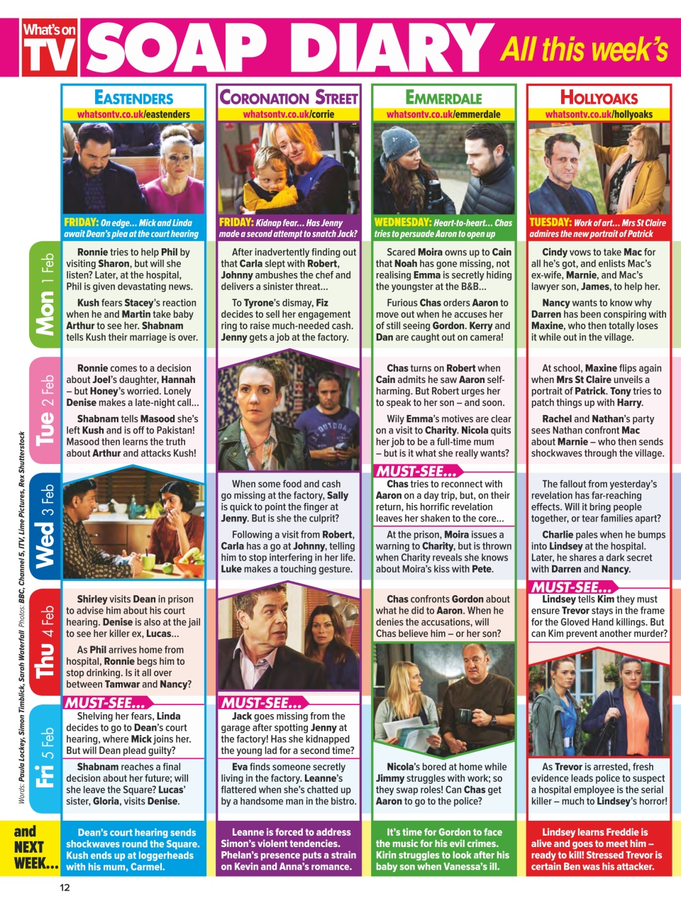What's on TV Preview Pages