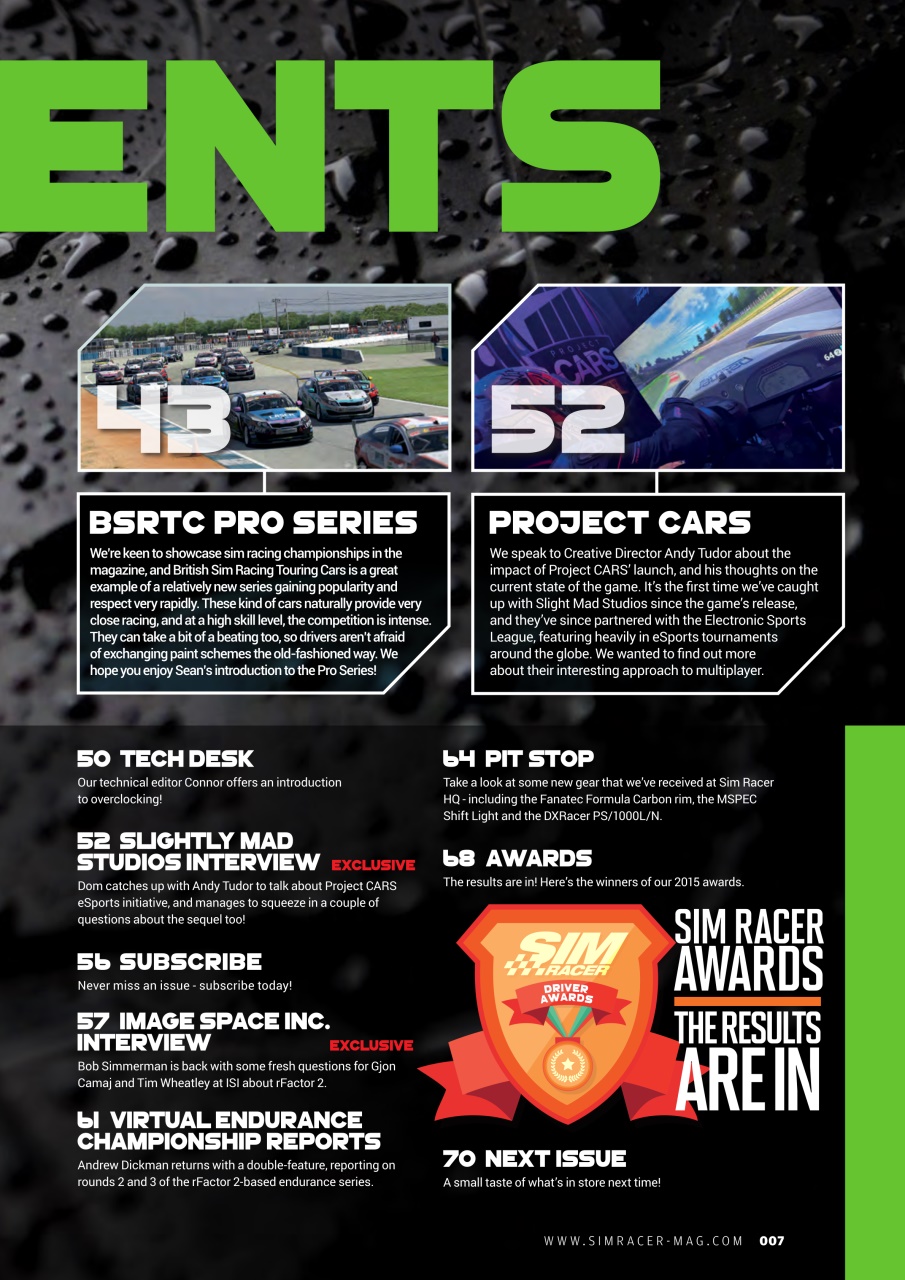 Sim Racer Preview Pages