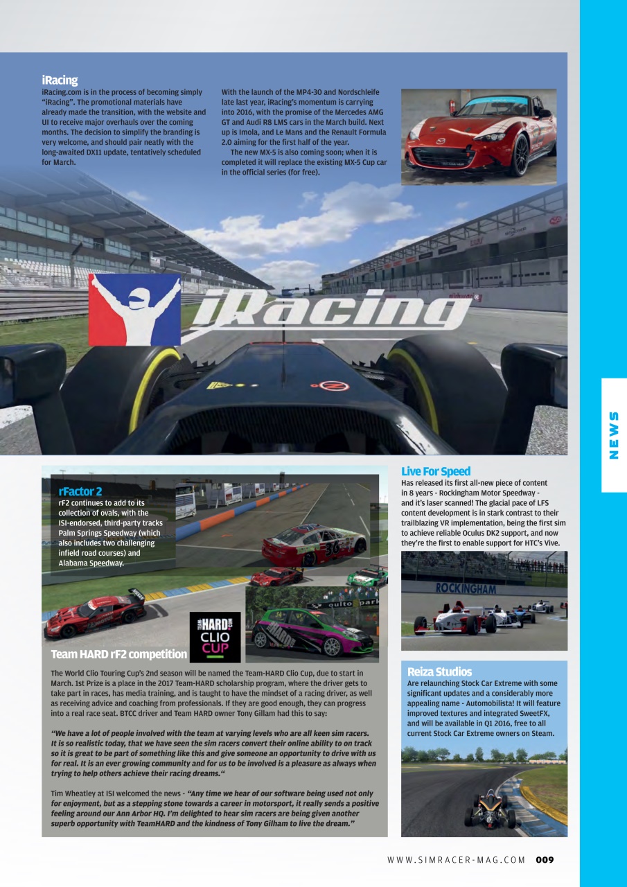 Sim Racer Preview Pages