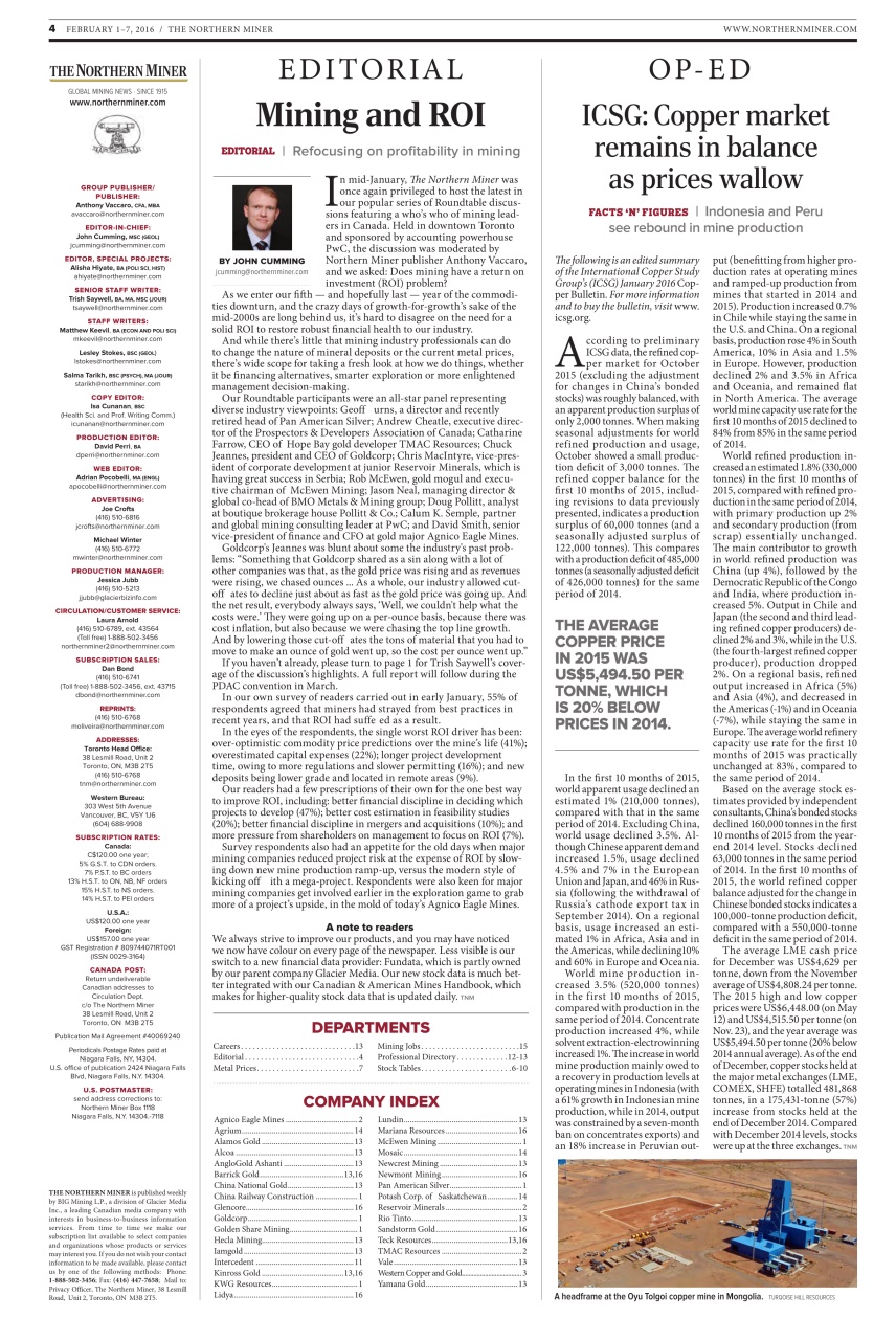 The Northern Miner Preview Pages