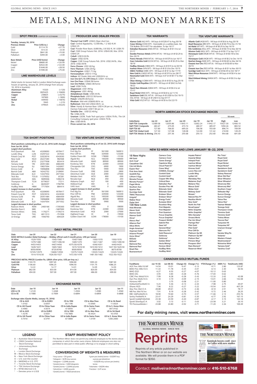 The Northern Miner Preview Pages