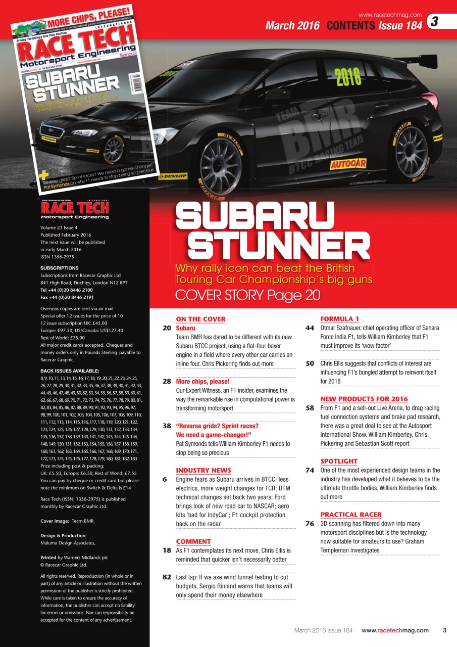 Race Tech Preview Pages