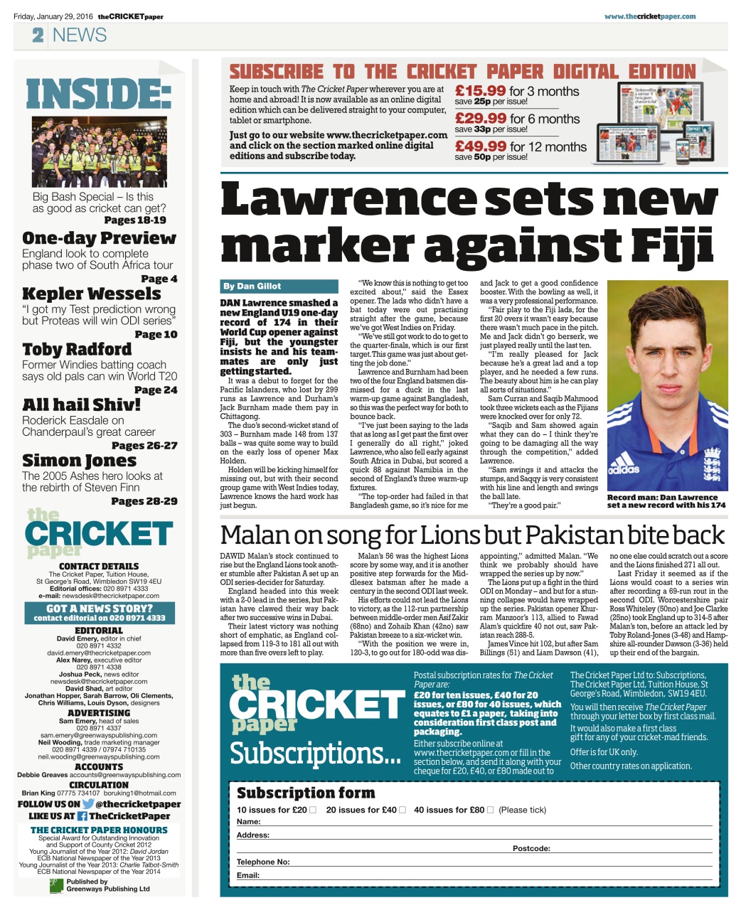The Cricket Paper Preview Pages