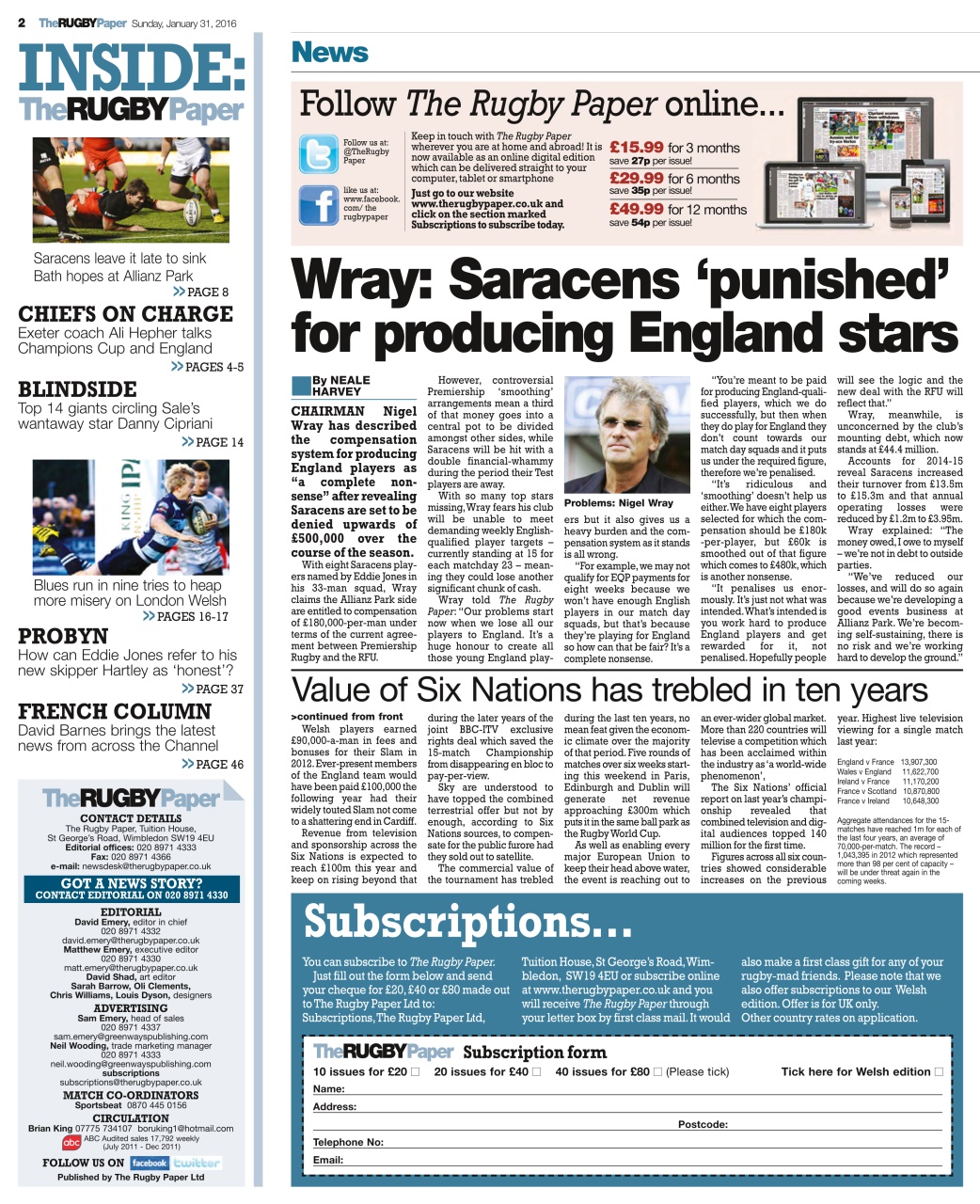 The Rugby Paper Preview Pages