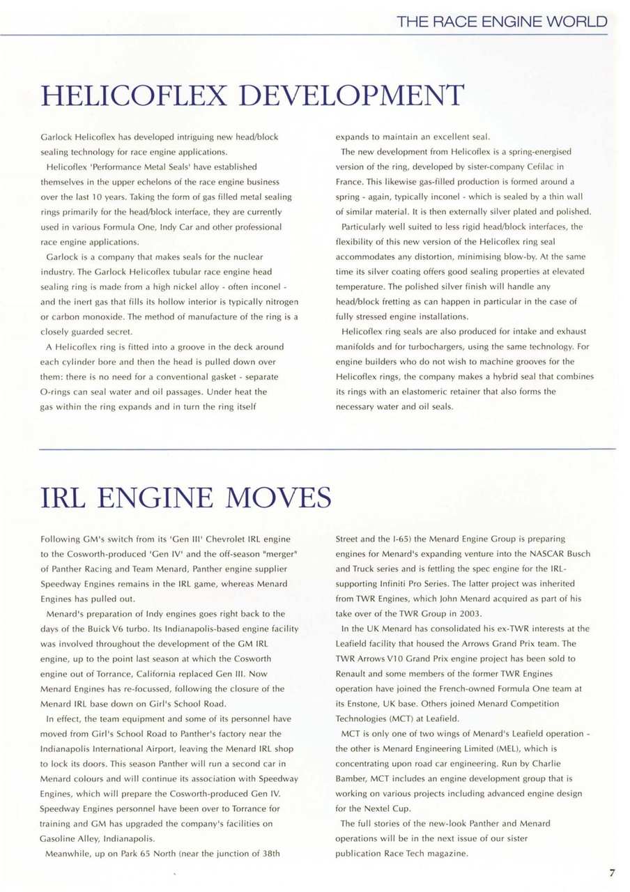 Race Engine Technology Preview Pages