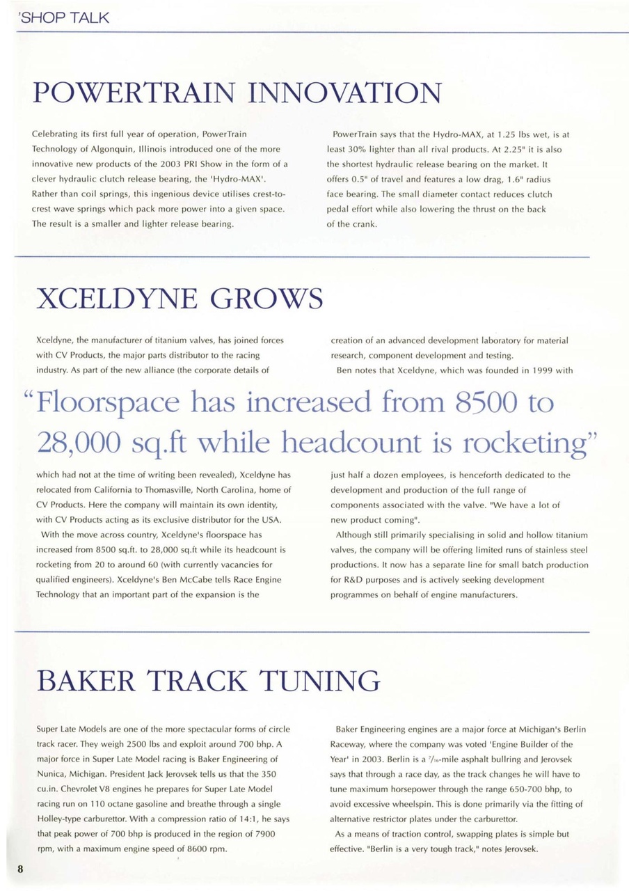 Race Engine Technology Preview Pages