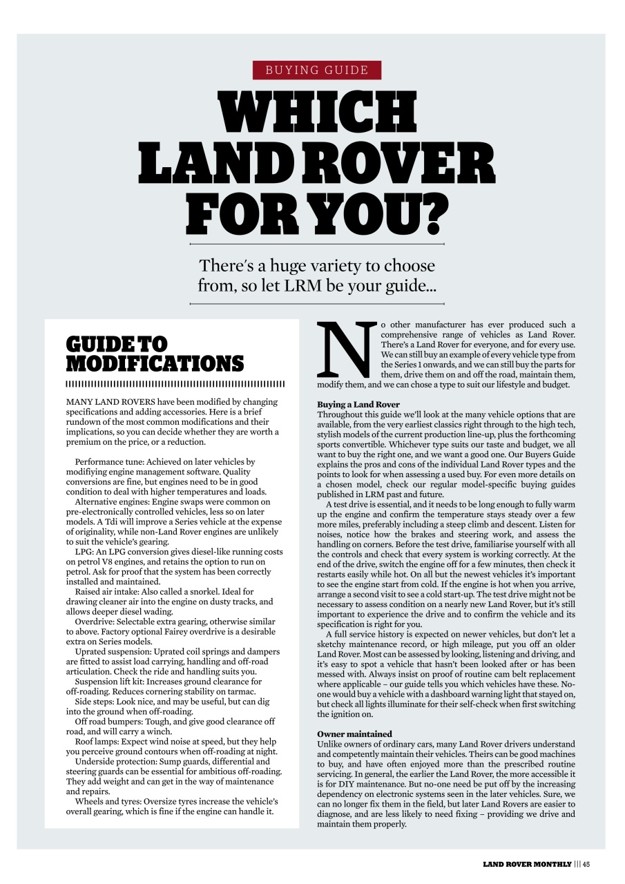 Land Rover Monthly Preview Pages