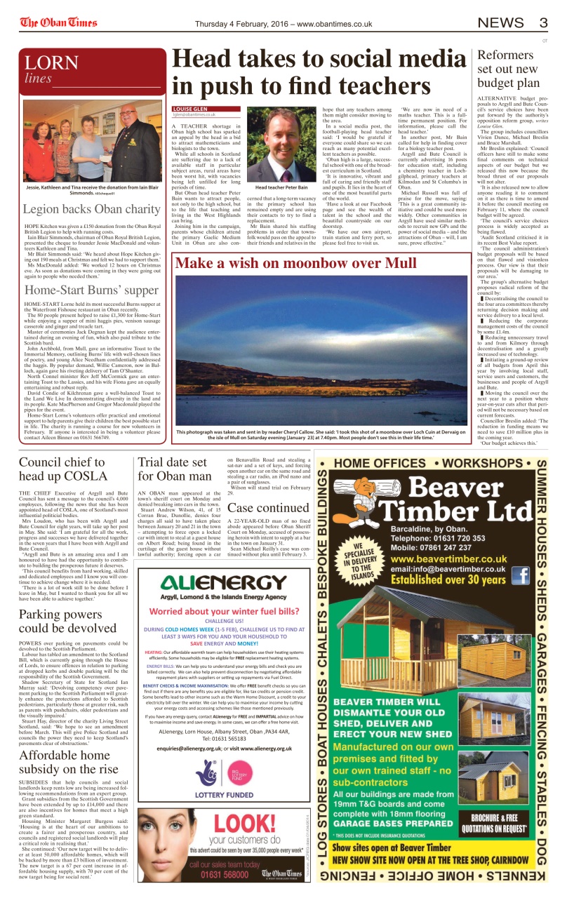 The Oban Times & Lochaber Times Preview Pages