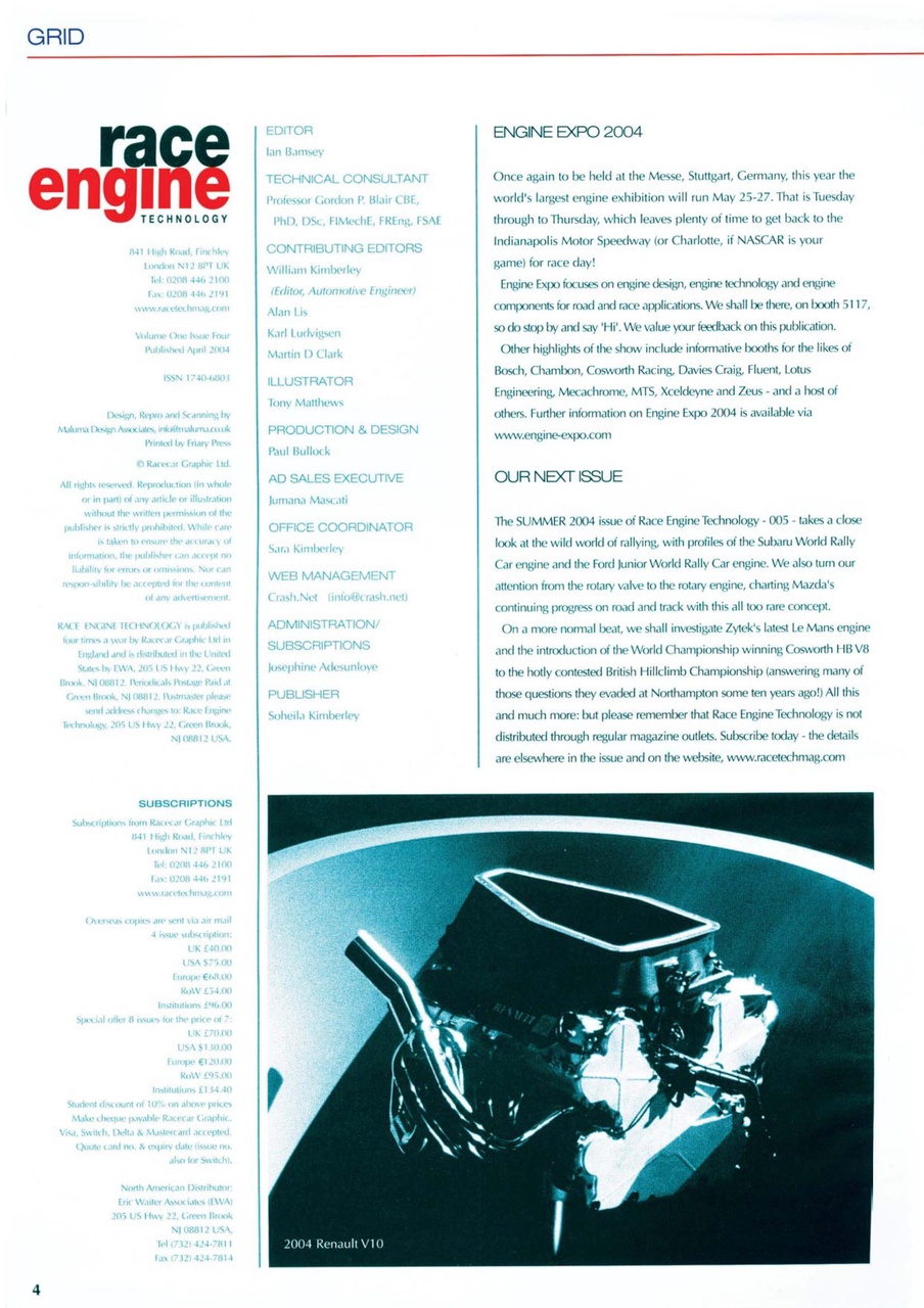 Race Engine Technology Preview Pages