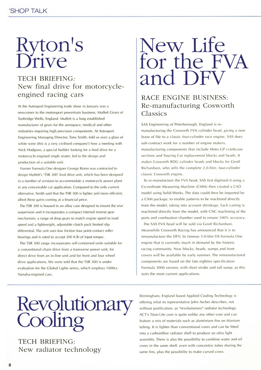 Race Engine Technology Preview Pages