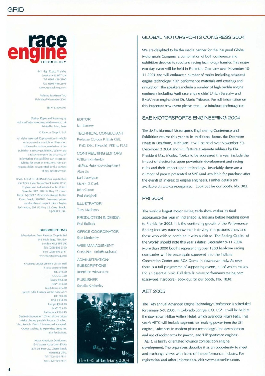 Race Engine Technology Preview Pages