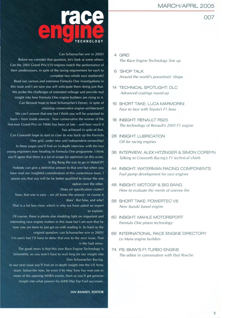 Race Engine Technology Preview Pages