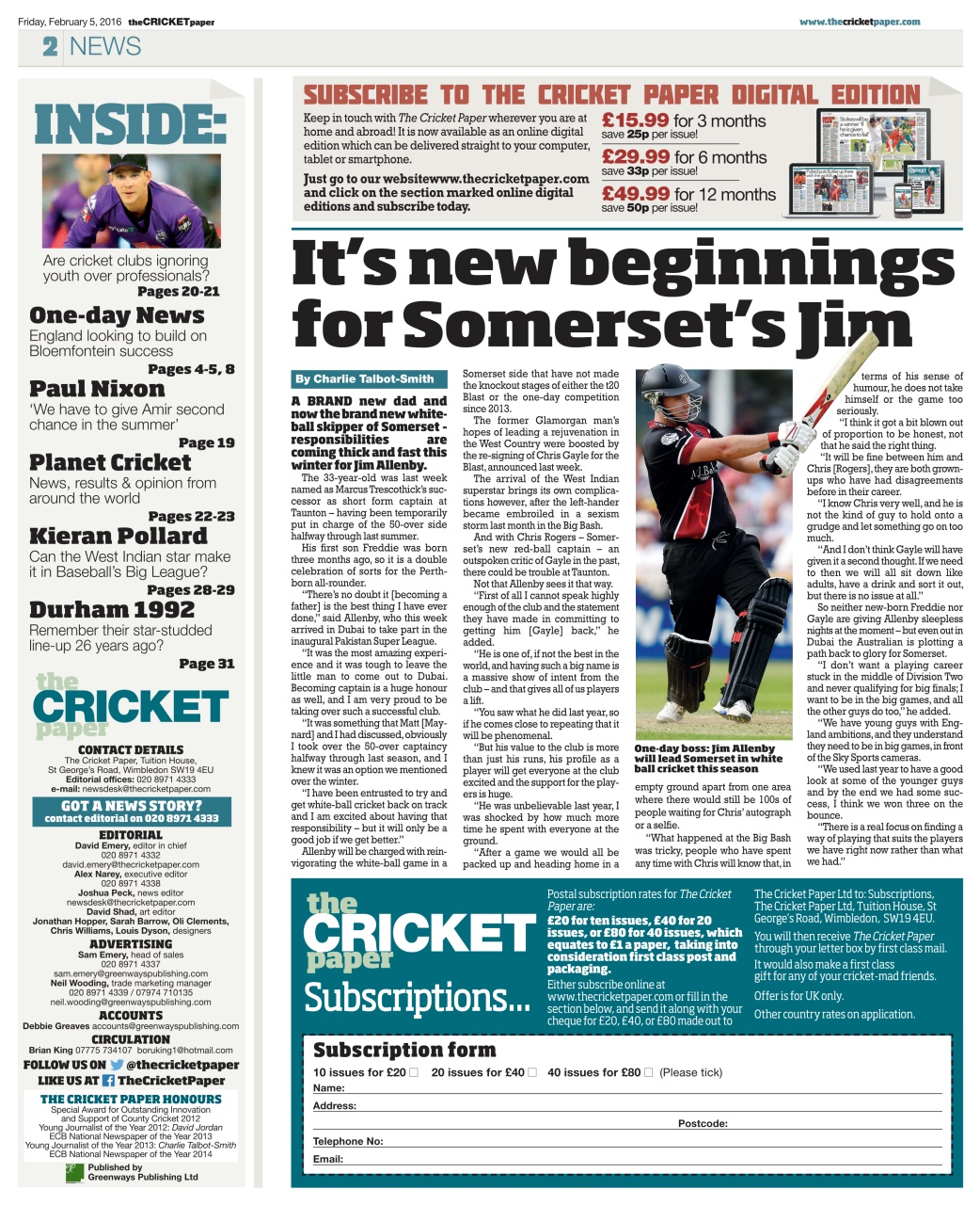 The Cricket Paper Preview Pages