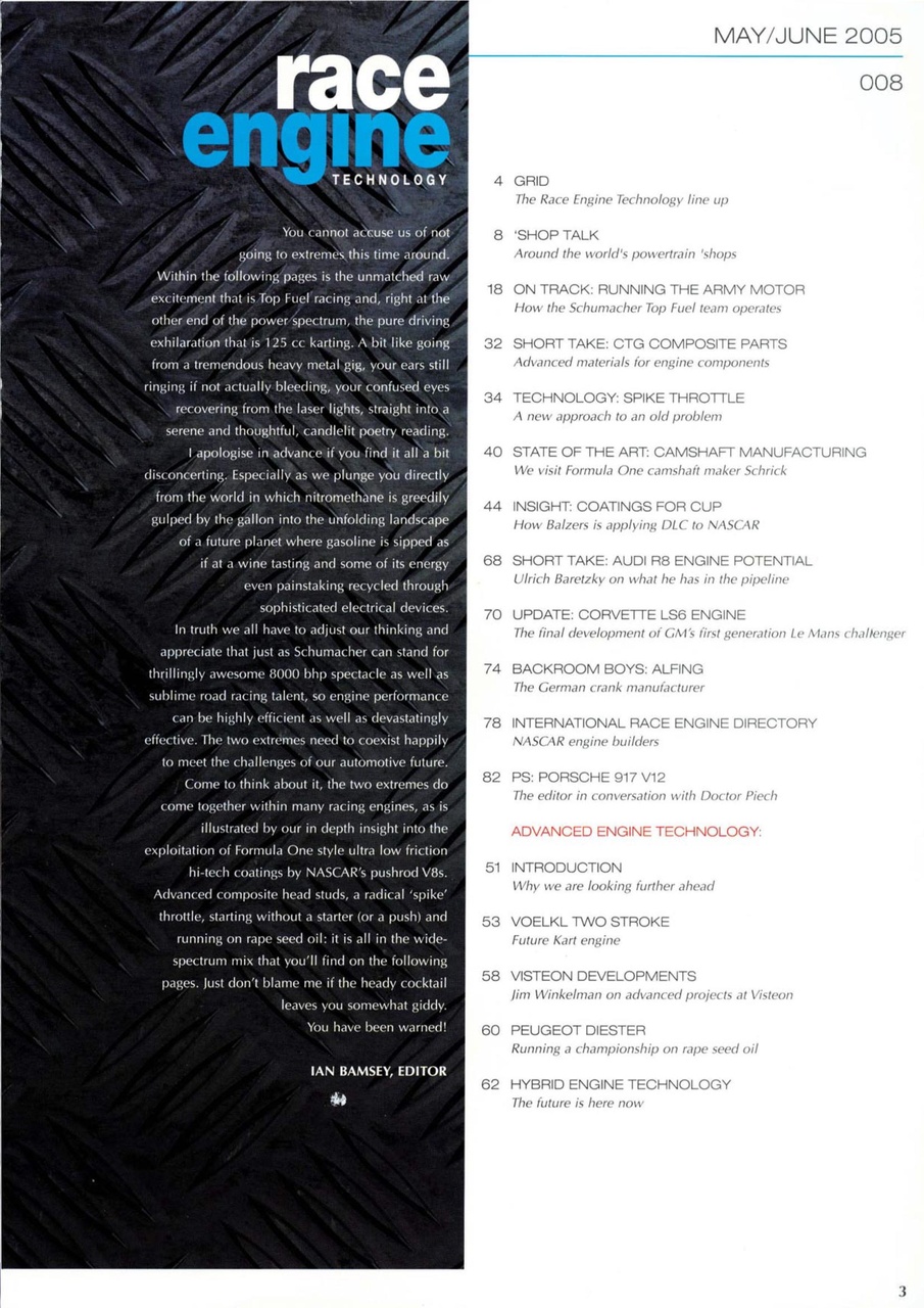 Race Engine Technology Preview Pages