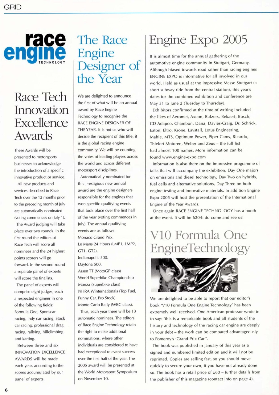 Race Engine Technology Preview Pages