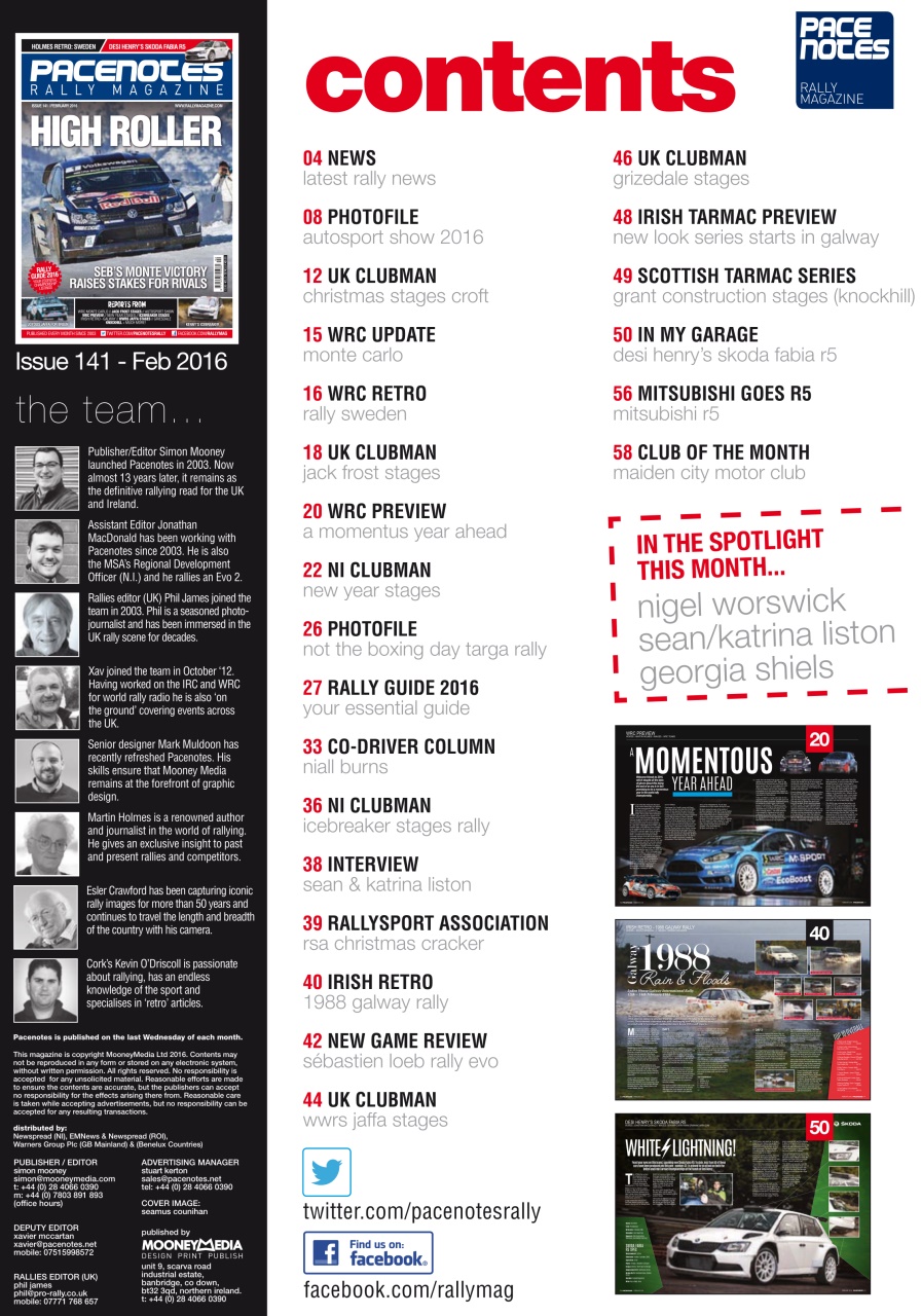 Pacenotes Rally magazine Preview Pages