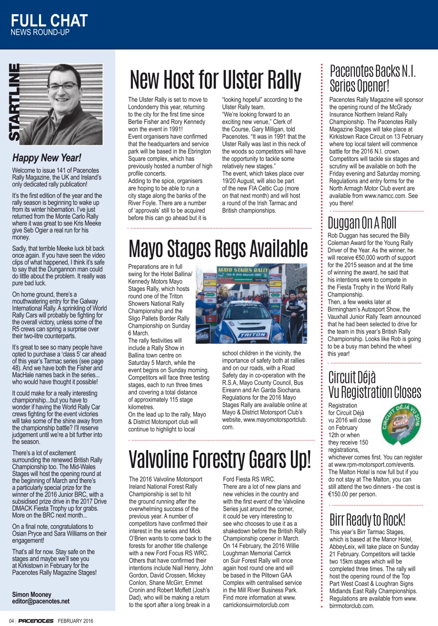 Pacenotes Rally magazine Preview Pages