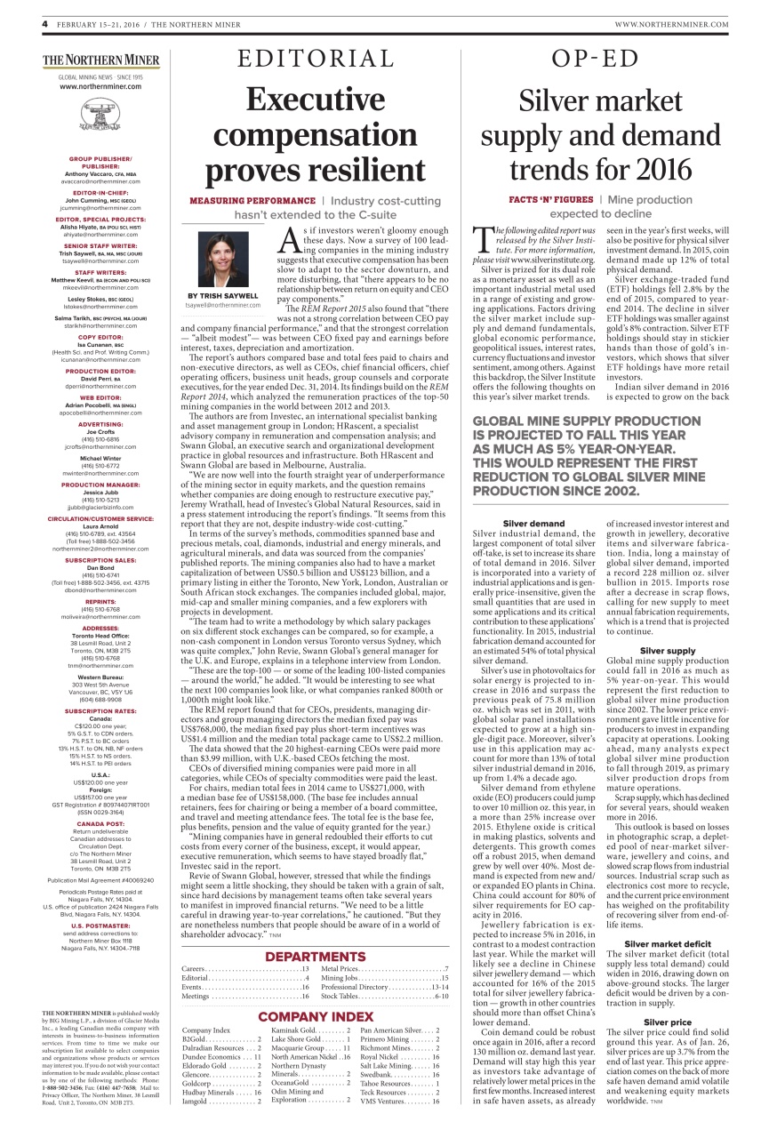 The Northern Miner Preview Pages