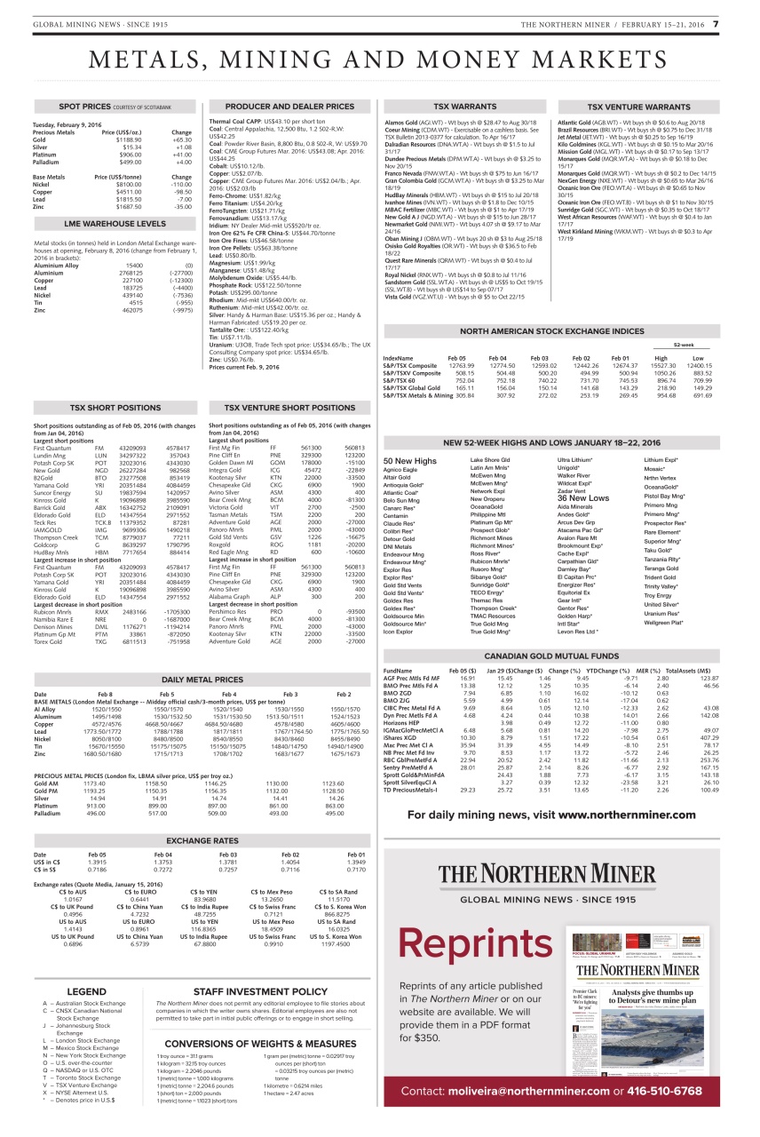 The Northern Miner Preview Pages
