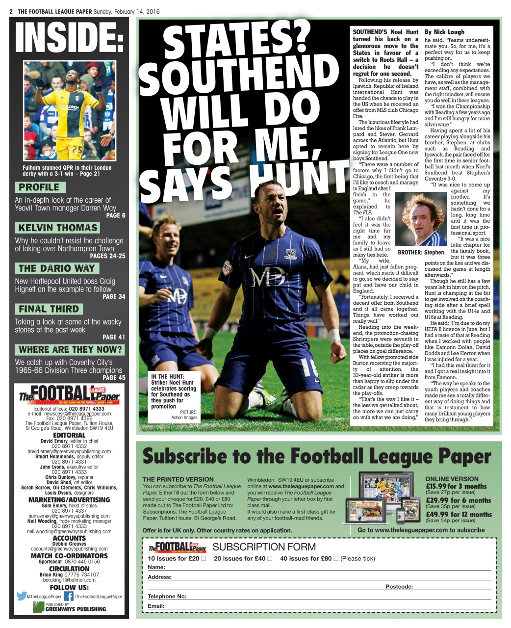 The Football League Paper Preview Pages