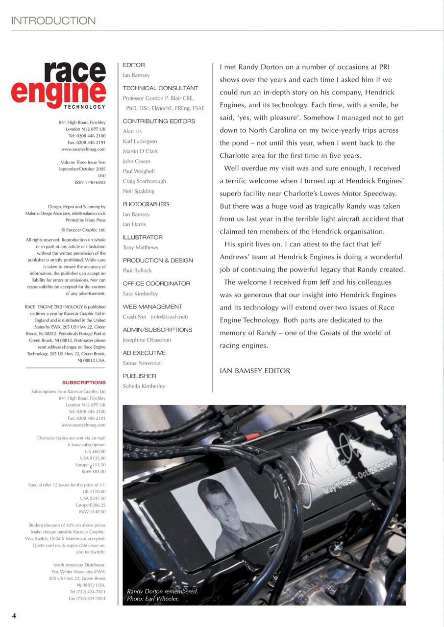 Race Engine Technology Preview Pages