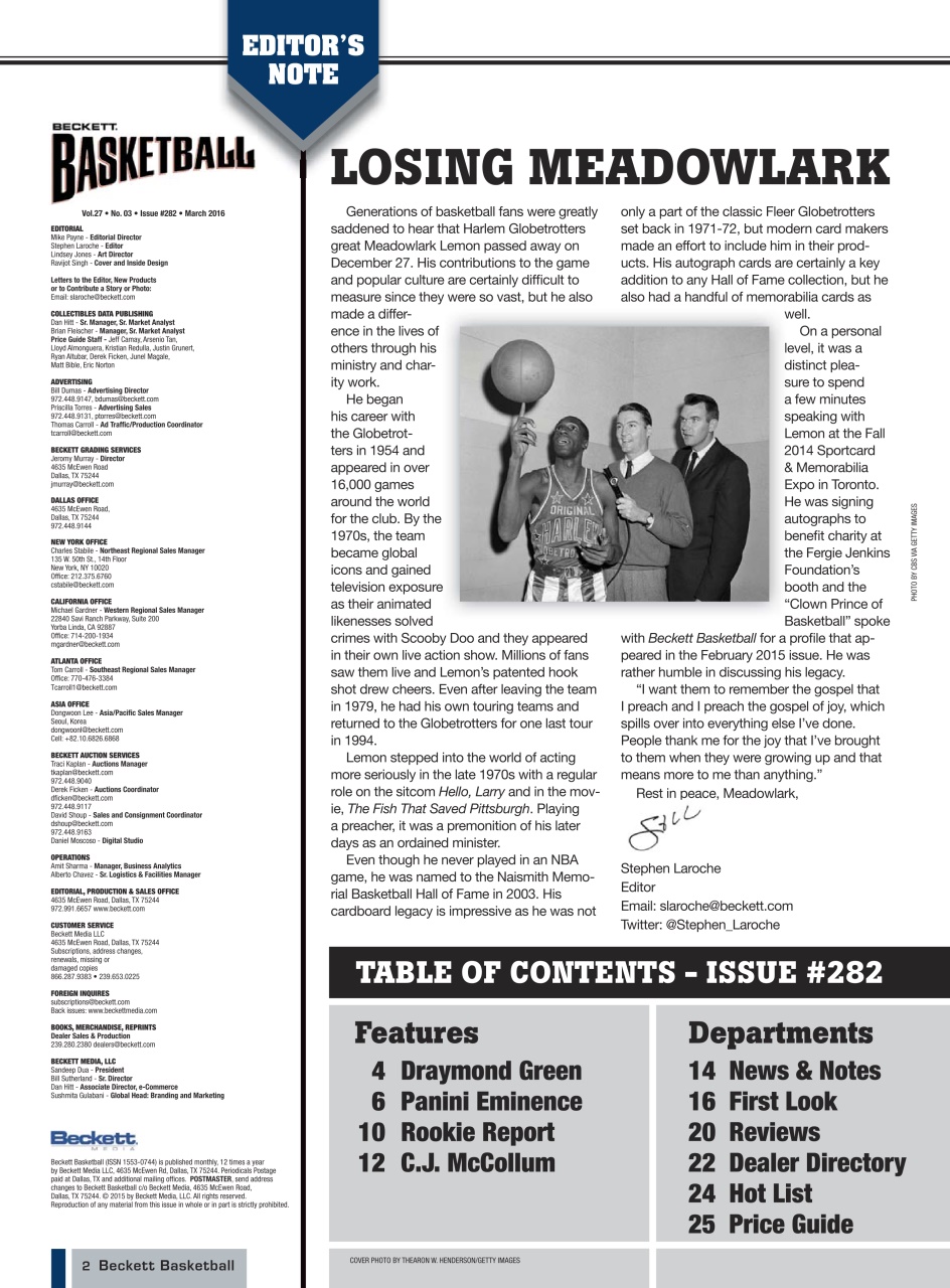 Beckett Basketball Magazine Preview Pages